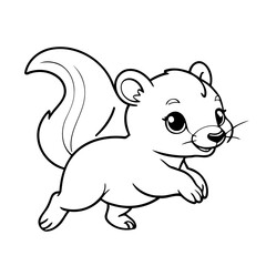 Simple vector illustration of Skunk drawing for kids colouring page