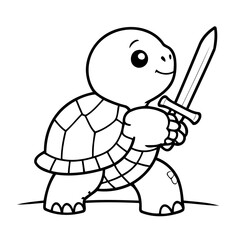 Cute vector illustration Turtle drawing for colouring page
