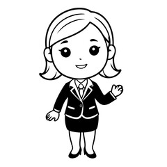 Simple vector illustration of BusinessWoman for kids colouring worksheet