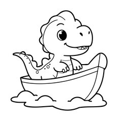 Simple vector illustration of Dino drawing for toddlers colouring page