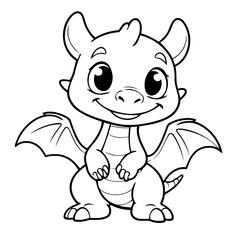 Cute vector illustration Dragon doodle for toddlers coloring activity