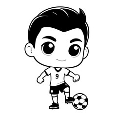 Simple vector illustration of SoccerPlayer for kids colouring worksheet
