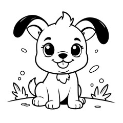 Cute vector illustration Puppy doodle for kids coloring worksheet