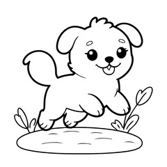 Cute vector illustration Maltese drawing for kids colouring activity