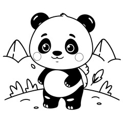 Simple vector illustration of Panda for toddlers colouring page