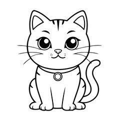 Cute vector illustration CreepyCat colouring page for kids