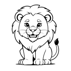 Fototapeta premium Vector illustration of a cute Lion doodle drawing for kids page
