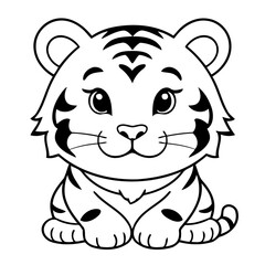 Cute vector illustration Tiger doodle for kids colouring page