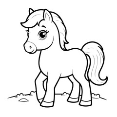 Simple vector illustration of Horse drawing for toddlers colouring page