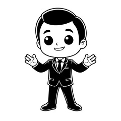 Cute vector illustration Businessman hand drawn for kids page