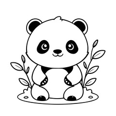 Simple vector illustration of Panda drawing for children page