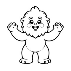 Cute vector illustration Yeti drawing for toddlers coloring activity