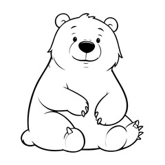 Cute vector illustration Polarbear drawing for kids colouring activity