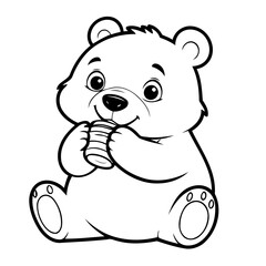 Cute vector illustration Bear drawing for toddlers coloring activity