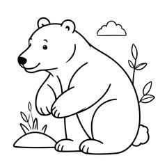 Simple vector illustration of Polarbear drawing colouring activity