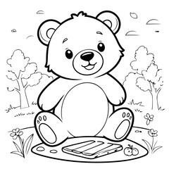 Simple vector illustration of Bear for kids coloring page