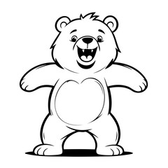 Obraz premium Vector illustration of a cute Bear doodle for toddlers coloring activity