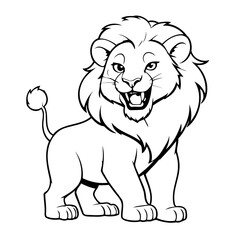 Vector illustration of a cute Lion doodle for toddlers coloring activity