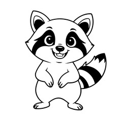 Cute vector illustration Raccoon for kids colouring page