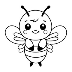 Vector illustration of a cute Bee doodle colouring activity for kids