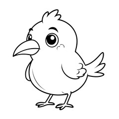 Vector illustration of a cute Bird doodle colouring activity for kids