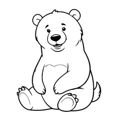 Fototapeta premium Cute vector illustration Polarbear doodle black and white for kids page