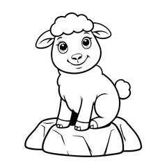 Vector illustration of a cute Sheep drawing colouring activity