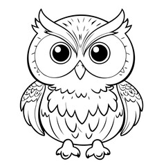 Cute vector illustration Owl for kids coloring activity page