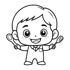 Simple vector illustration of Dentist hand drawn for kids coloring page