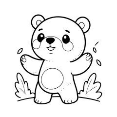 Simple vector illustration of Bear colouring page for kids
