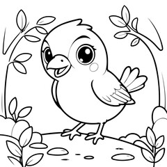Cute vector illustration Bird doodle for toddlers worksheet