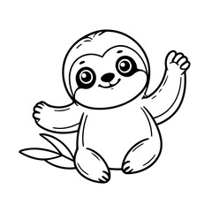 Cute vector illustration Sloth for kids colouring page
