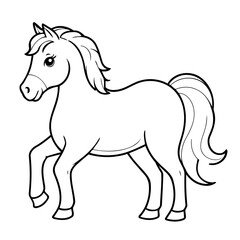 Vector illustration of a cute Horse drawing for toddlers coloring activity