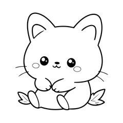 Simple vector illustration of Kawaii hand drawn for kids coloring page