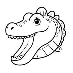 Vector illustration of a cute Alligator doodle for toddlers colouring page
