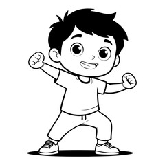 Simple vector illustration of Boy drawing for kids colouring page