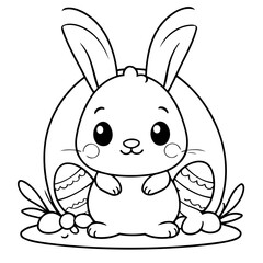 Cute vector illustration Bunny drawing for kids colouring activity