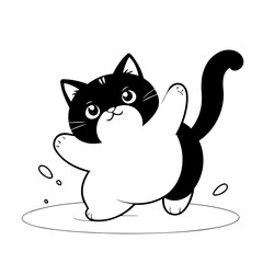 Simple vector illustration of Cat colouring page for kids