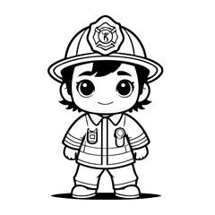 Simple vector illustration of Firefighter for children colouring activity
