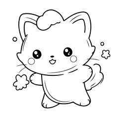 Simple vector illustration of Kawaii for kids colouring worksheet