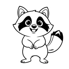 Simple vector illustration of Raccoon drawing for kids colouring activity