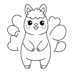 Simple vector illustration of Llama doodle for toddlers worksheet