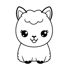 Simple vector illustration of Alpaca drawing for children page