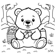 Vector illustration of a cute Bear doodle for toddlers coloring activity