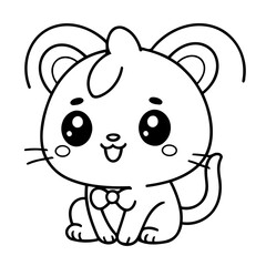 Vector illustration of a cute Kawaii drawing for colouring page