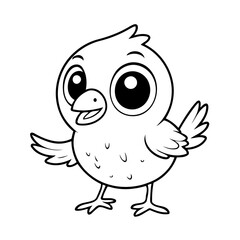 Simple vector illustration of Bird drawing colouring activity