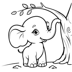 Vector illustration of a cute Elephant drawing for toddlers book