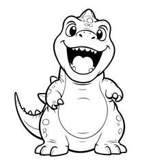 Cute vector illustration Dino for kids coloring activity page