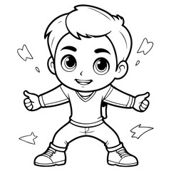 Vector illustration of a cute Boy doodle drawing for kids page