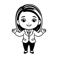 Fototapeta premium Simple vector illustration of BusinessWoman drawing for kids page